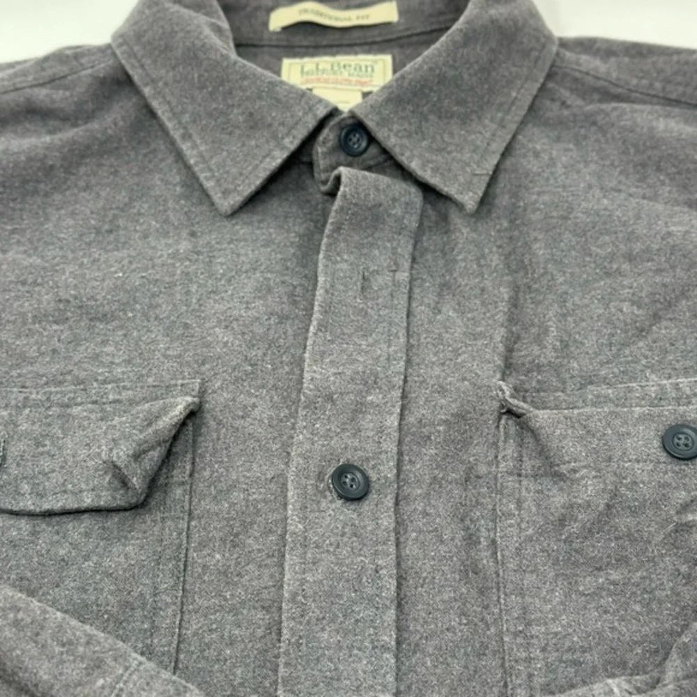 LL‎ Bean 90’s flannel shirt Gray chamois cloth shirt.XL - soft heavy USA